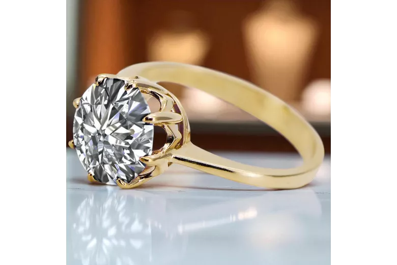 Oro amarillo de 14 quilates Circón Anillo Vintage vrc157y